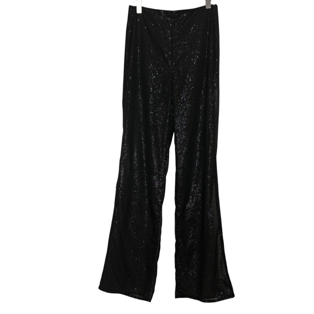 Zara Pant Shimmer Semi Sheer Black Sparkly Going Out Size M